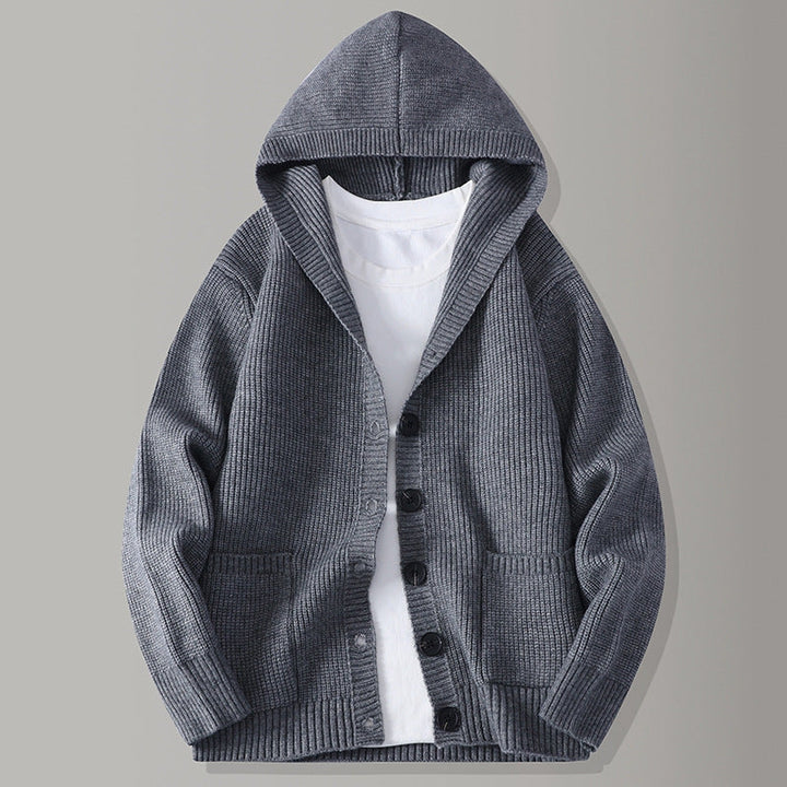 Oliver | Ribbed Knit Hoodie Cardigan for Men 0