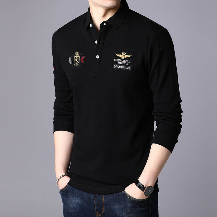 Oliver | Slim Fit Långärmad T-shirt Herr med Slagkrage 0