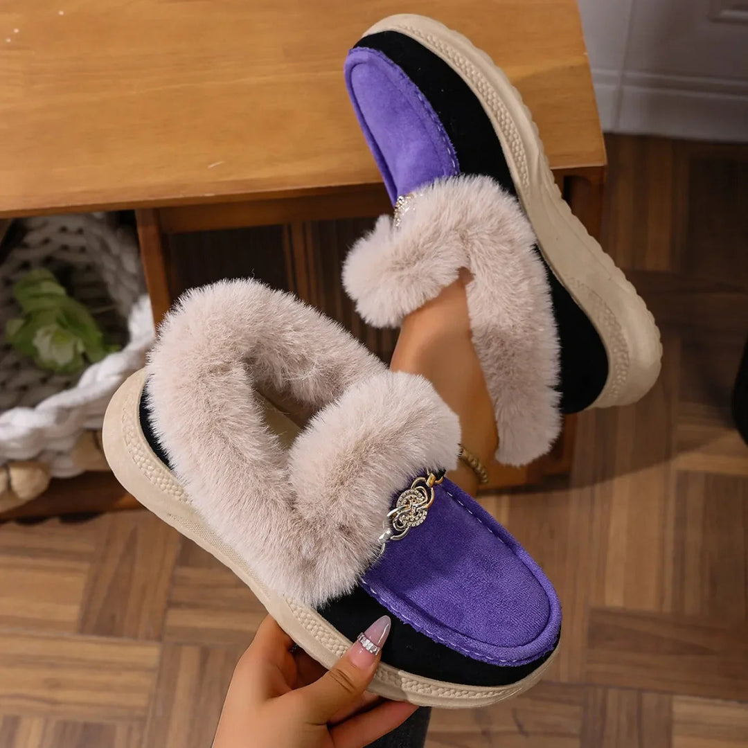 Oliver | Veganska Svarta Loafers med Platå och Fuskpäls 8