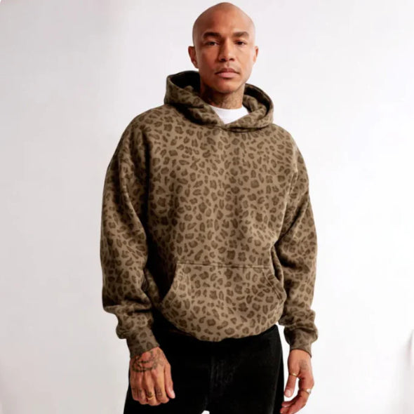 Oliver | Vinter Leopardmönstrad Hoodie med Avslappnad Passform 0