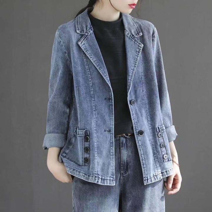 Olivia | Avslappnad Patchwork Långärmad Topp med Fickor 0