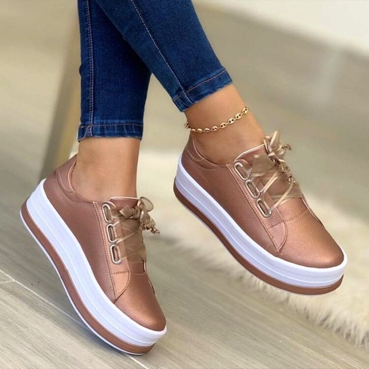 Olivia | Bekväma Platta Sneakers för Kvinnor med Snörning 0