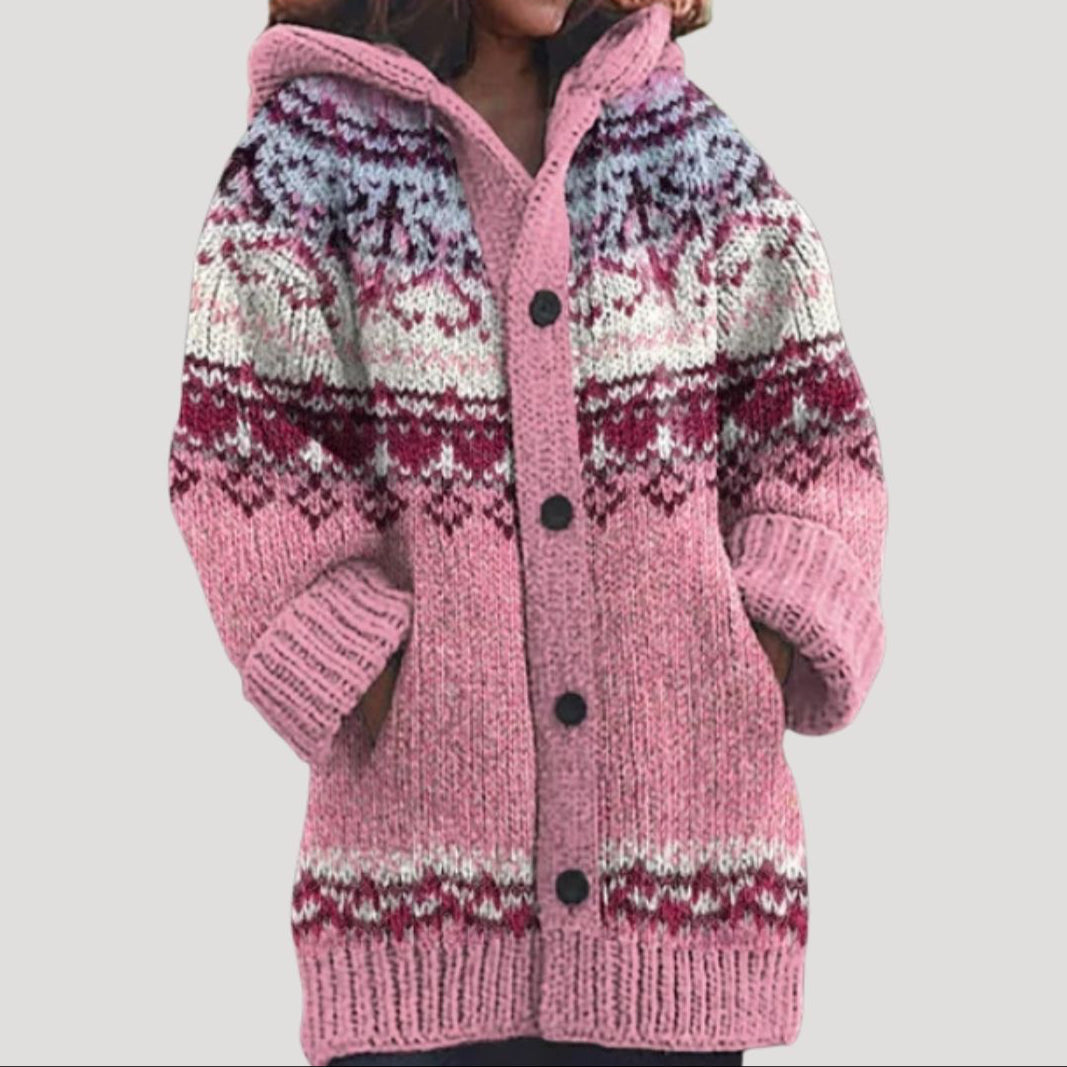 Olivia | Chunky Knit Hooded Cardigan för Kalla Dagar 0
