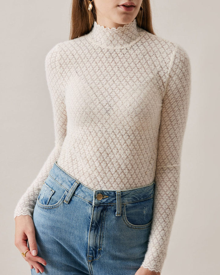 Olivia | Elegant Genomskinlig Stickad Topp 0