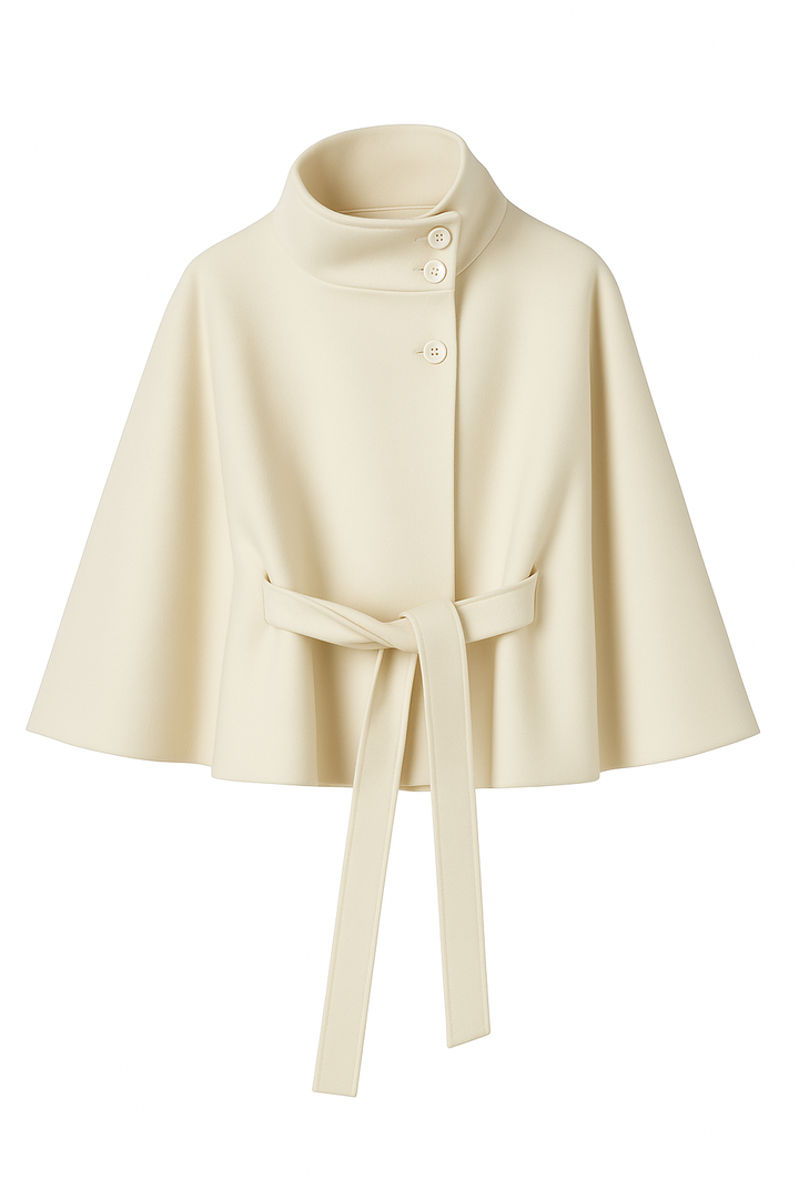 Olivia | Elegant Höstkappa med Hög Krage och Capeärmar 5