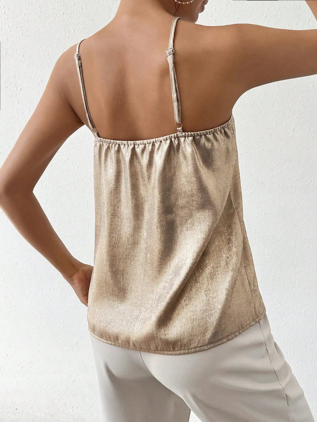 Olivia | Elegant Loose Satin Cami Top With V-Neck 2