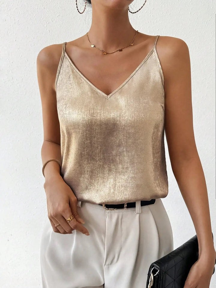 Olivia | Elegant Loose Satin Cami Top With V-Neck 3