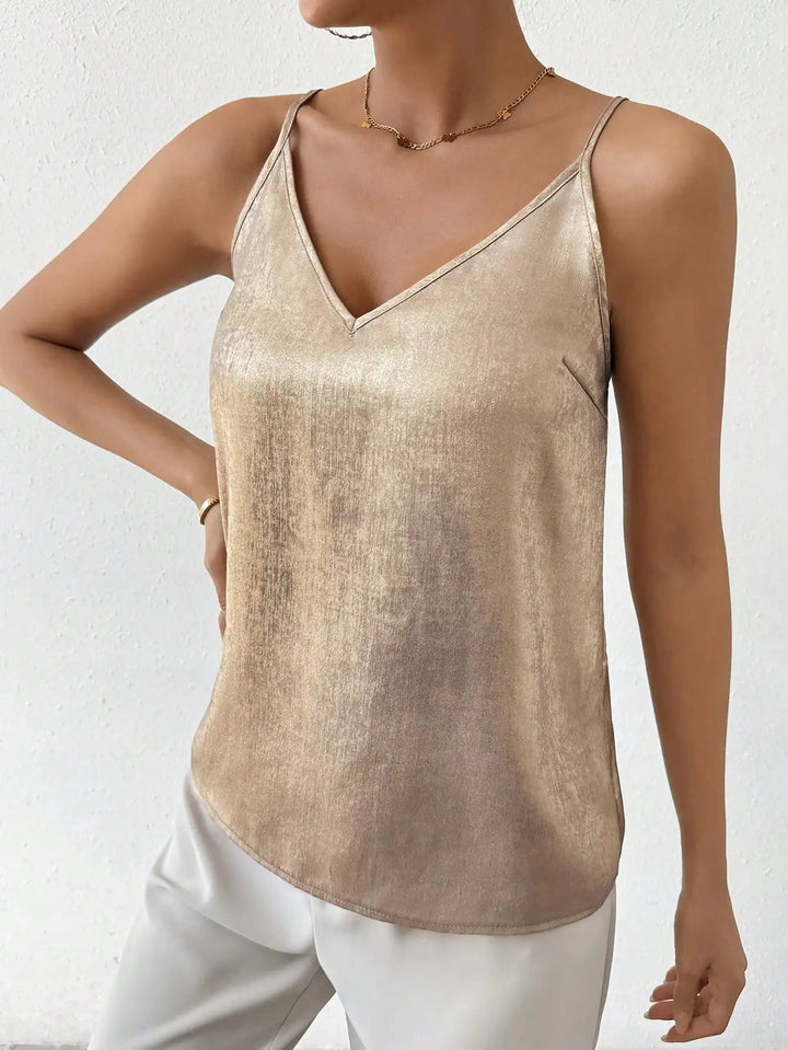 Olivia | Elegant Loose Satin Cami Top With V-Neck 4