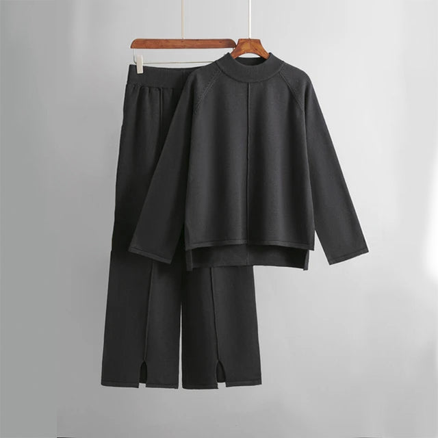 Olivia | Elegant Loungewear Set med Rundhalsad Tröja och Vida Byxor 2