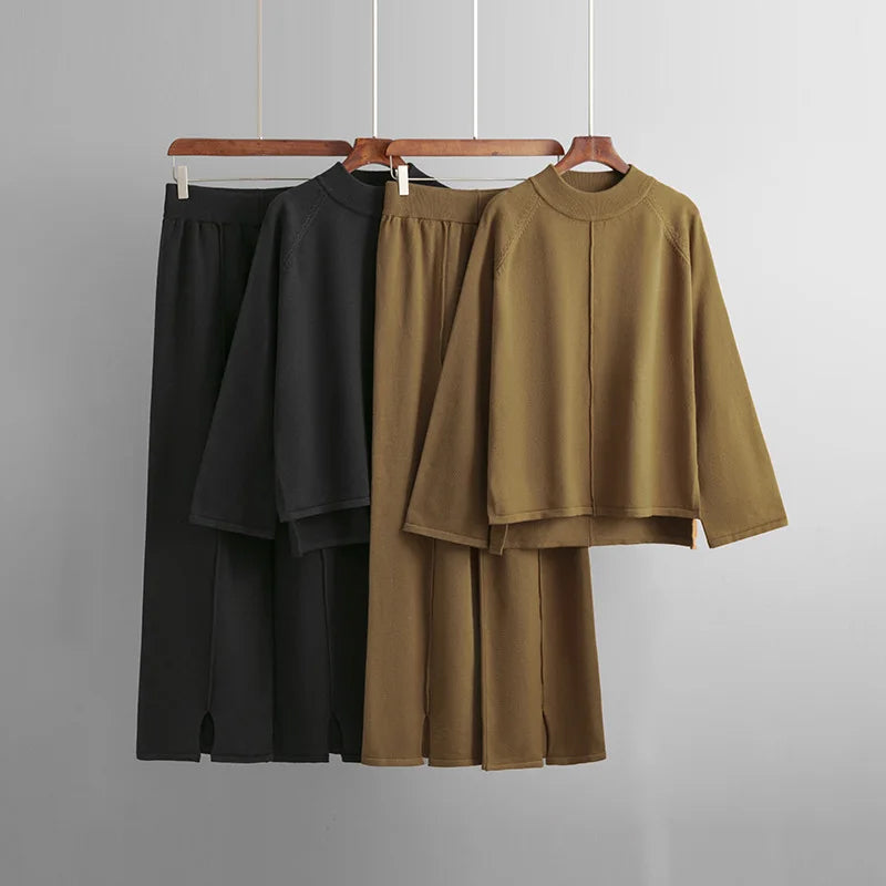 Olivia | Elegant Loungewear Set med Rundhalsad Tröja och Vida Byxor 3