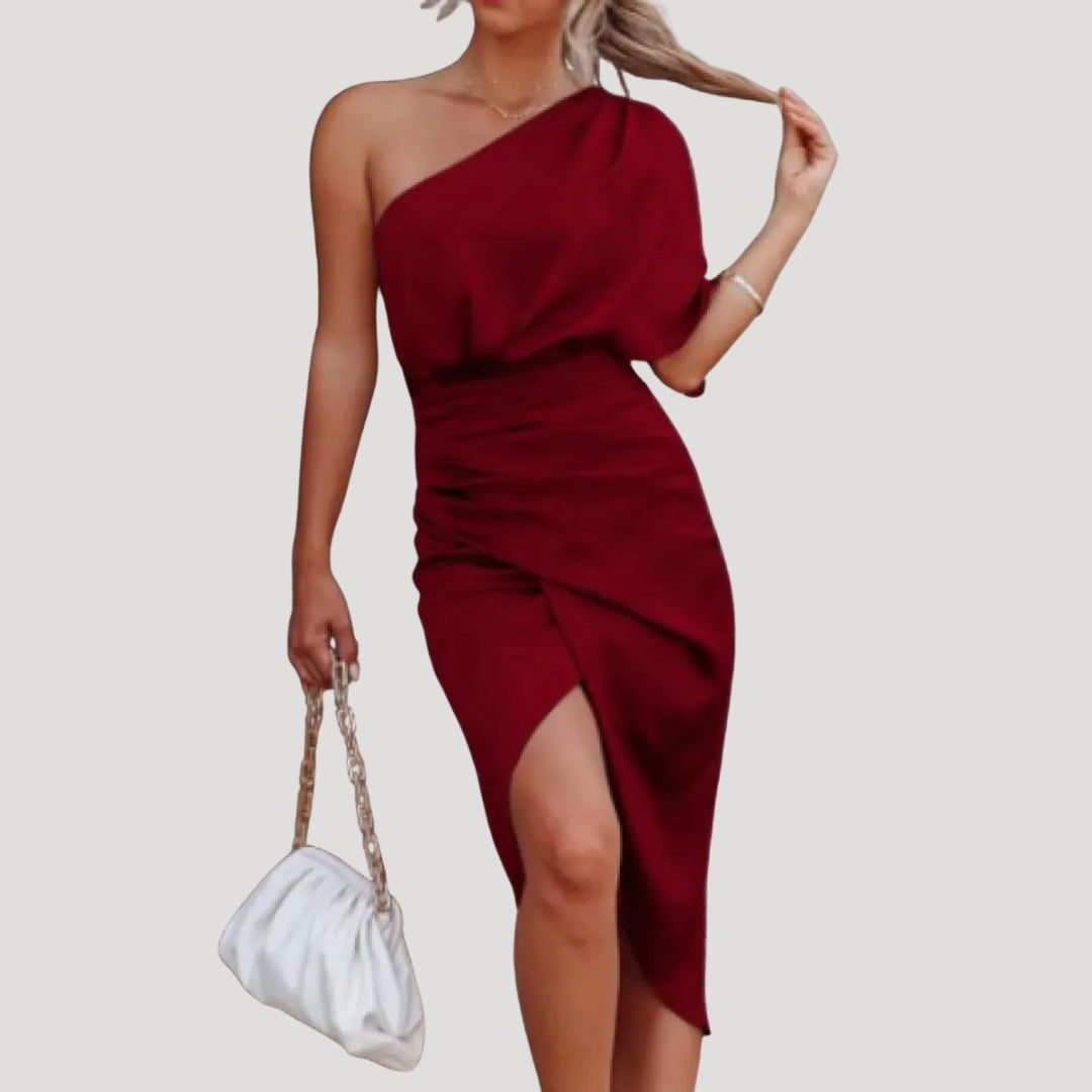 Olivia | Elegant One Shoulder Midiklänning 3