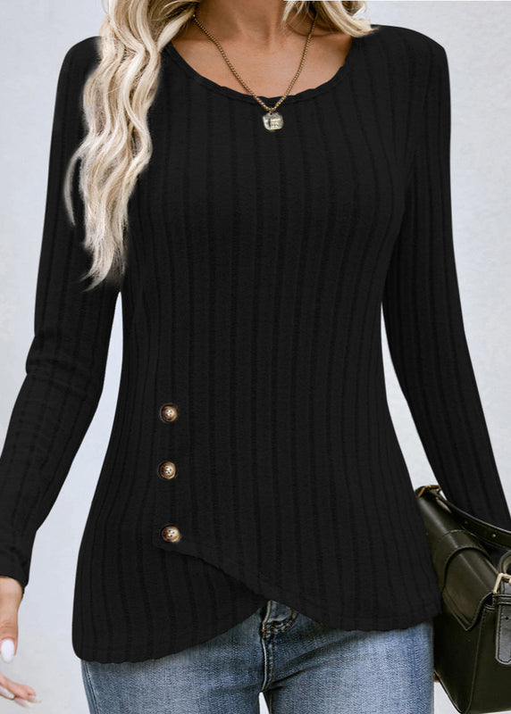 Olivia | Elegant Slim Fit Hösttröja Med Knappdetaljer 0