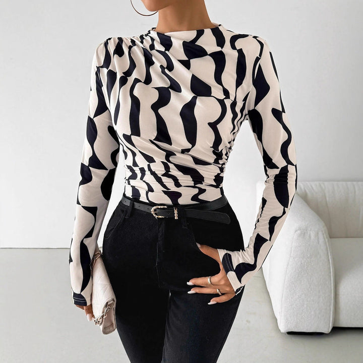 Olivia | Elegant Slim Fit Topp med Stående Krage 0