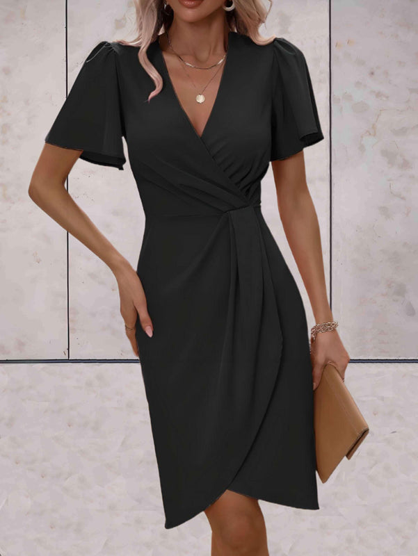 Olivia | Elegant Slim Fit Vårklänning Med Böljande Ärmar 0