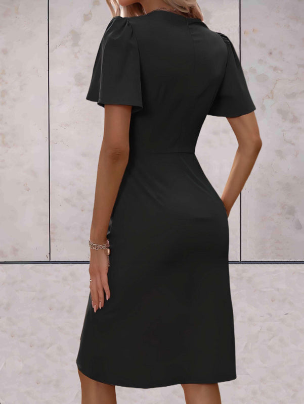 Olivia | Elegant Slim Fit Vårklänning Med Böljande Ärmar 4