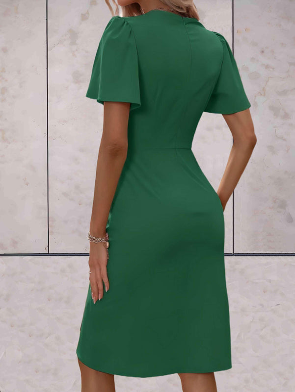 Olivia | Elegant Slim Fit Vårklänning Med Böljande Ärmar 6
