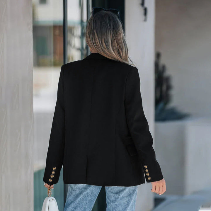 Olivia | Elegant Svart Kavaj Dam Med Långa Ärmar 2