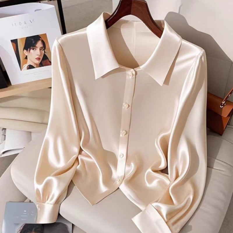 Olivia | Elegant Vit Blus Med Långa Ärmar För Dam 0