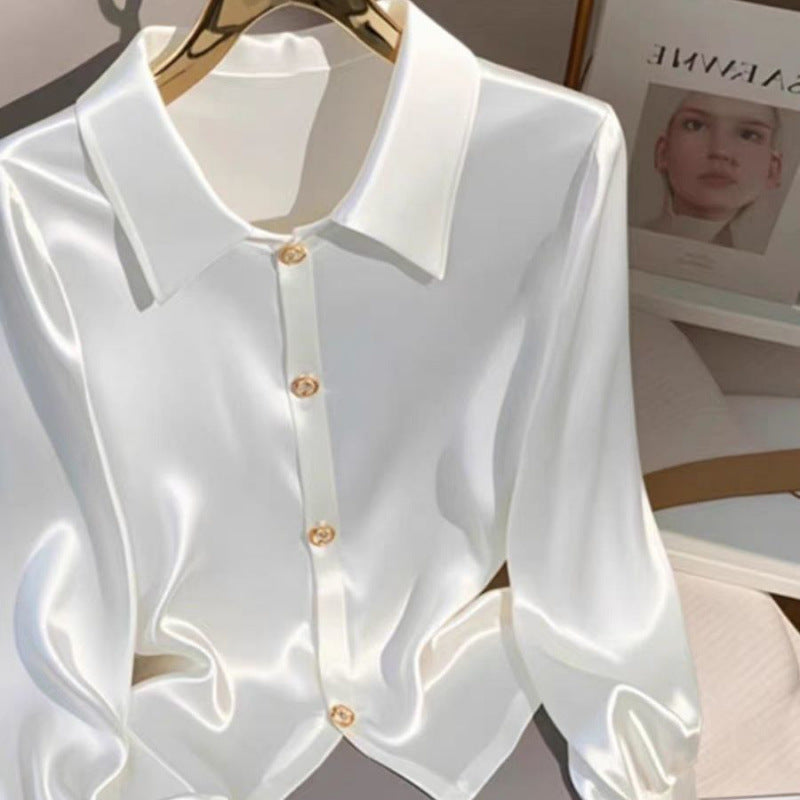 Olivia | Elegant Vit Blus Med Långa Ärmar För Dam 1