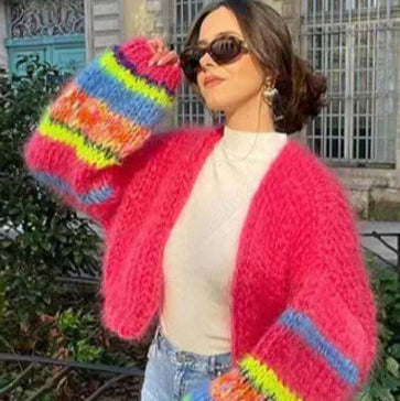 Olivia | Flerfärgad Långärmad Stickad Cardigan 1