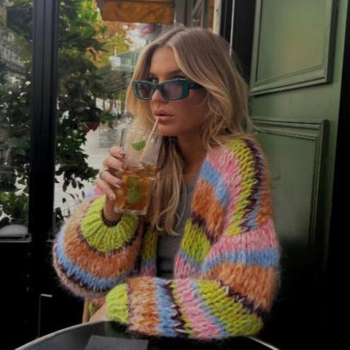 Olivia | Flerfärgad Långärmad Stickad Cardigan 3