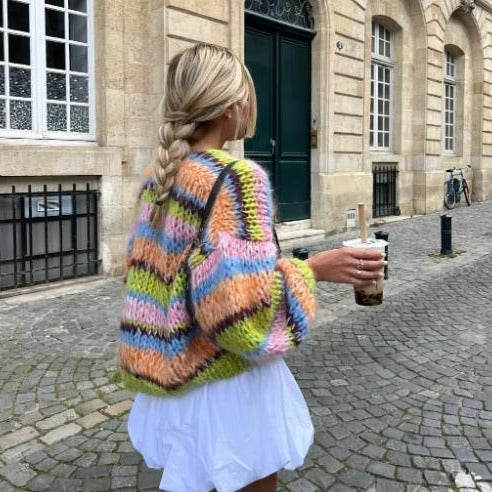 Olivia | Flerfärgad Långärmad Stickad Cardigan 4