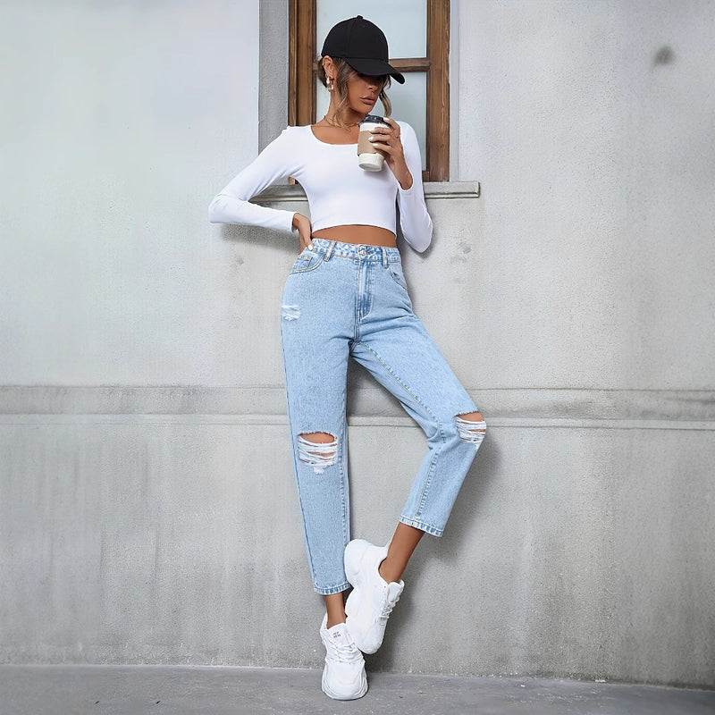Olivia | Hög Midja Rippade Jeans med Lös Passform 2