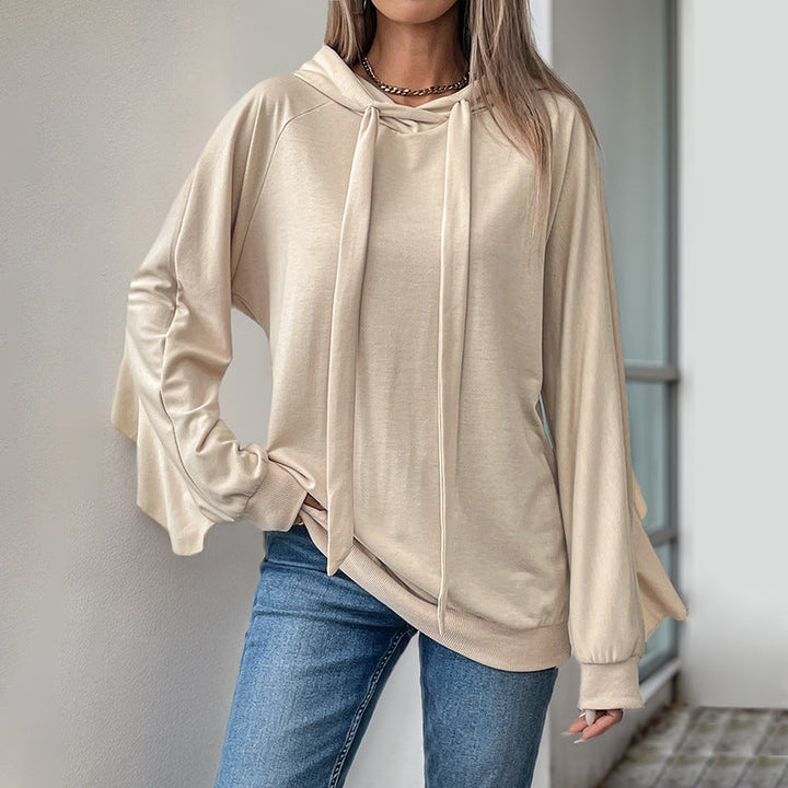 Olivia | Lätt Vårtröja med Volangkant och Dragskohuva 2