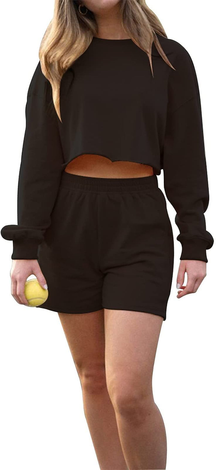 Olivia | Minimalistiskt Tvådelat Set med Långärmad Tröja och Shorts 0