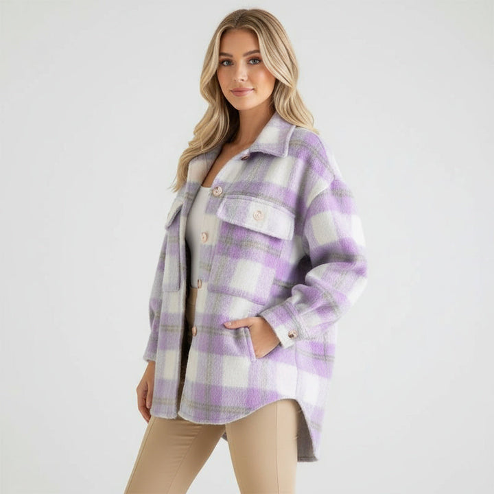 Olivia | Trendig Oversized Höstjacka med Rutig Design 4
