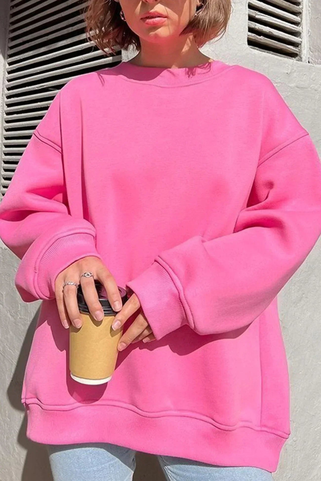 Oversize Sweatshirt för Kvinnor med Mjuk Tyg och Rund Hals | Trendig Passform för Komfort och Stil 0