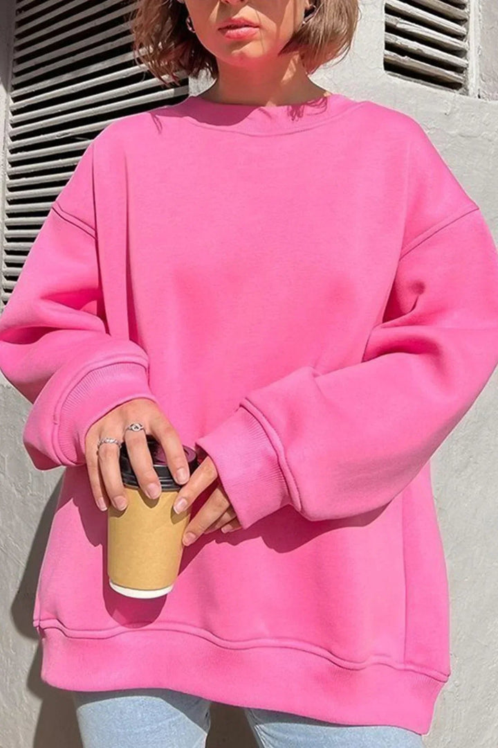 Oversize Sweatshirt för Kvinnor med Mjuk Tyg och Rund Hals | Trendig Passform för Komfort och Stil 0
