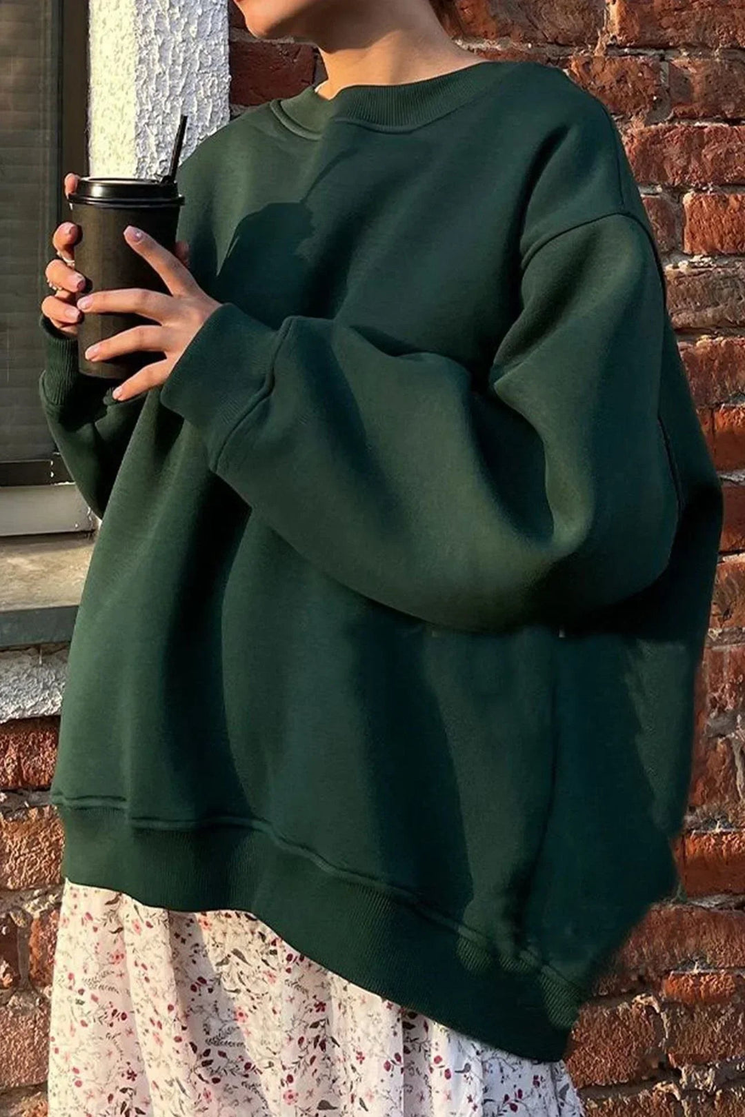 Oversize Sweatshirt för Kvinnor med Mjuk Tyg och Rund Hals | Trendig Passform för Komfort och Stil 2