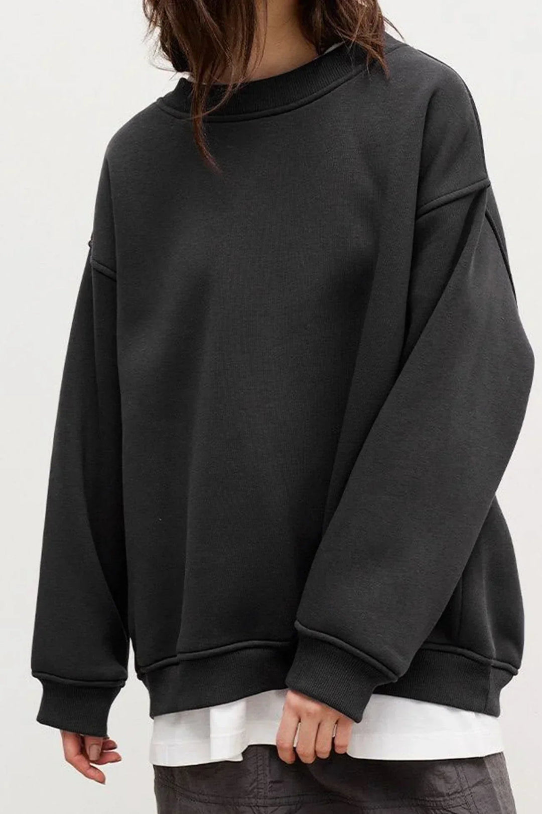 Oversize Sweatshirt för Kvinnor med Mjuk Tyg och Rund Hals | Trendig Passform för Komfort och Stil 3
