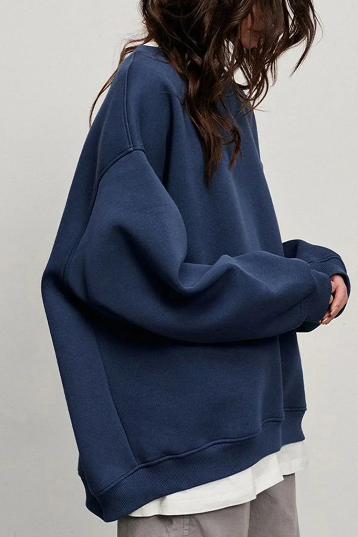 Oversize Sweatshirt för Kvinnor med Mjuk Tyg och Rund Hals | Trendig Passform för Komfort och Stil 6