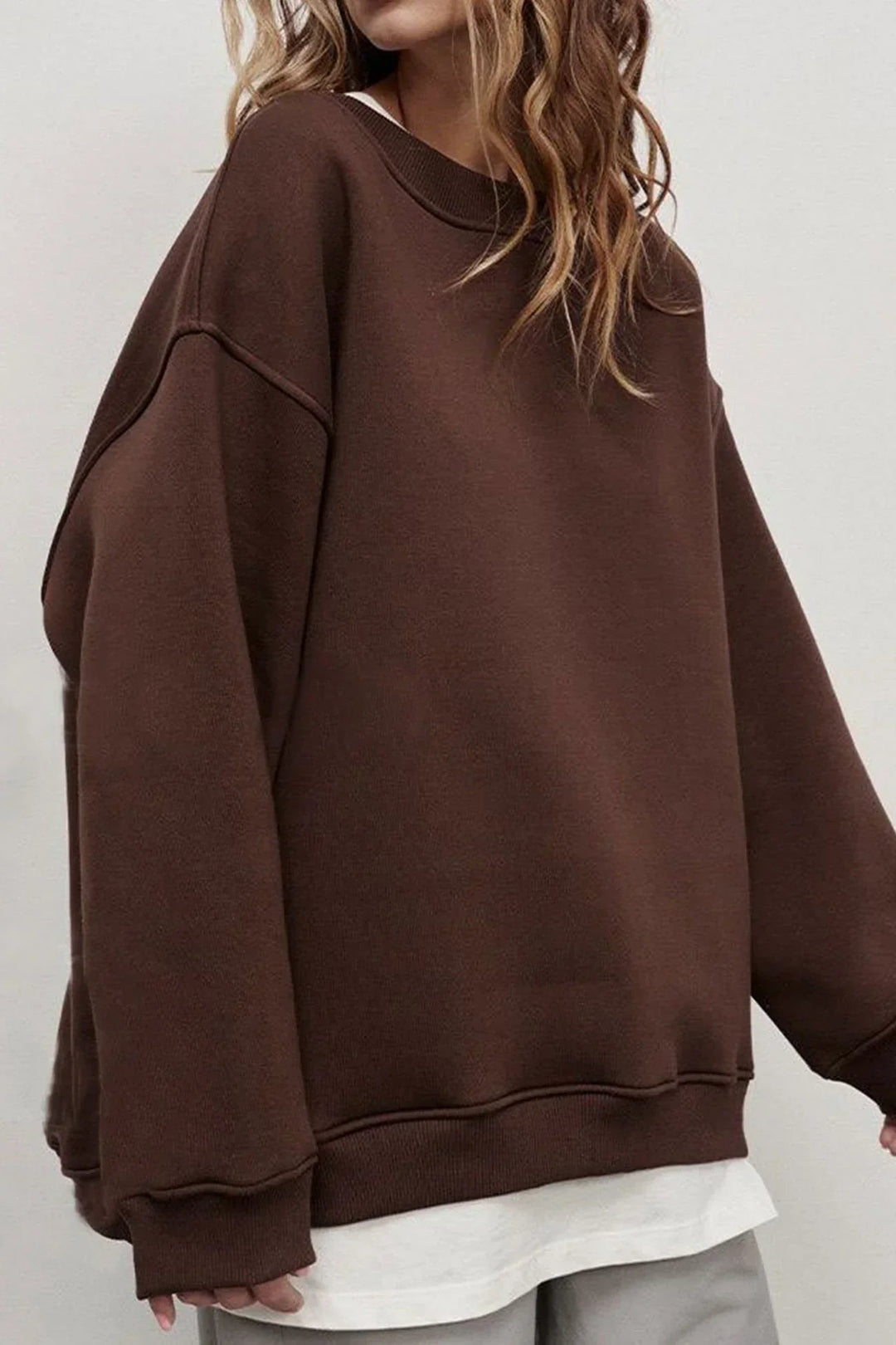 Oversize Sweatshirt för Kvinnor med Mjuk Tyg och Rund Hals | Trendig Passform för Komfort och Stil 7