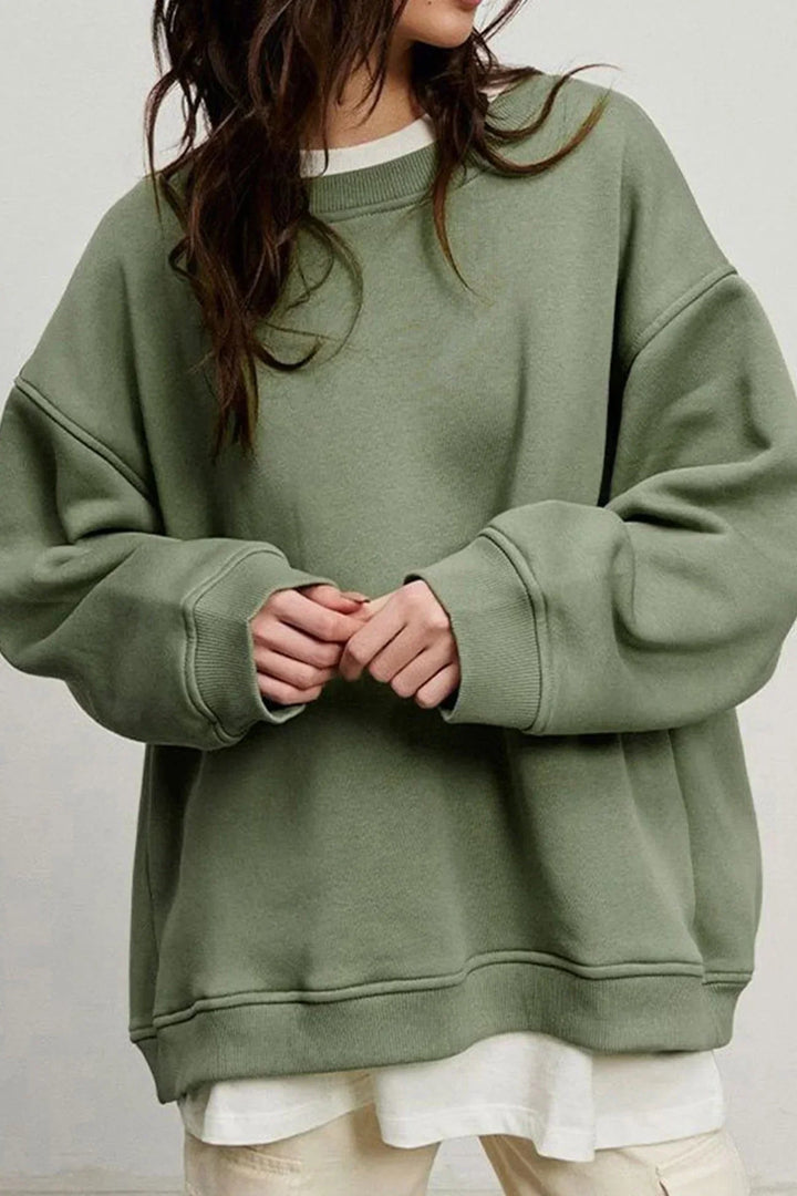 Oversize Sweatshirt för Kvinnor med Mjuk Tyg och Rund Hals | Trendig Passform för Komfort och Stil 9