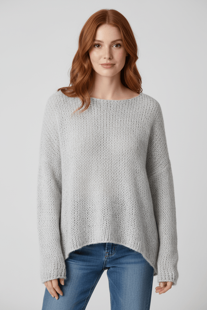 Oversized Rosa Stickad Tröja Dam med Off-Shoulder Design | Mjuk och Varm för Kalla Dagar 0