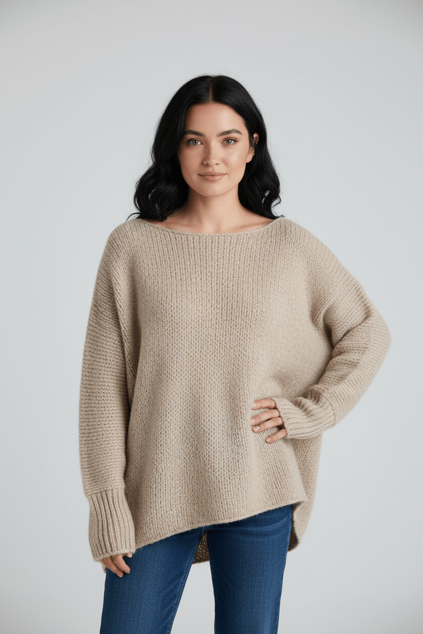 Oversized Rosa Stickad Tröja Dam med Off-Shoulder Design | Mjuk och Varm för Kalla Dagar 2