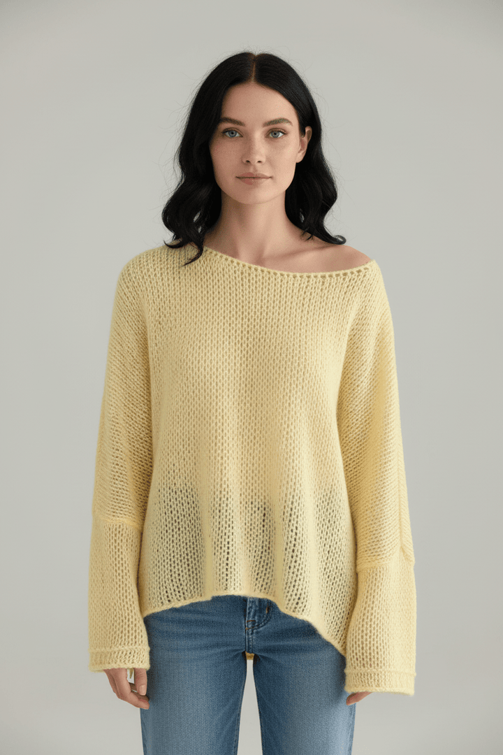 Oversized Rosa Stickad Tröja Dam med Off-Shoulder Design | Mjuk och Varm för Kalla Dagar 3