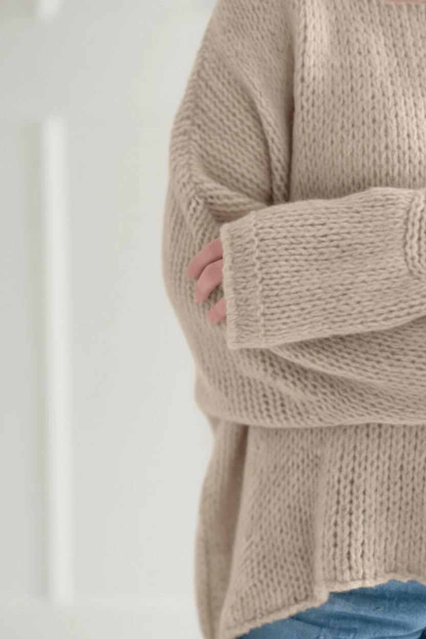 Oversized Rosa Stickad Tröja Dam med Off-Shoulder Design | Mjuk och Varm för Kalla Dagar 7