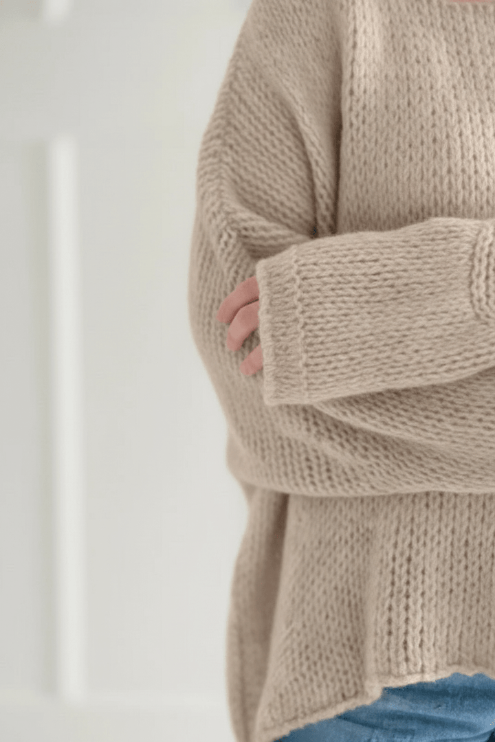 Oversized Rosa Stickad Tröja Dam med Off-Shoulder Design | Mjuk och Varm för Kalla Dagar 7