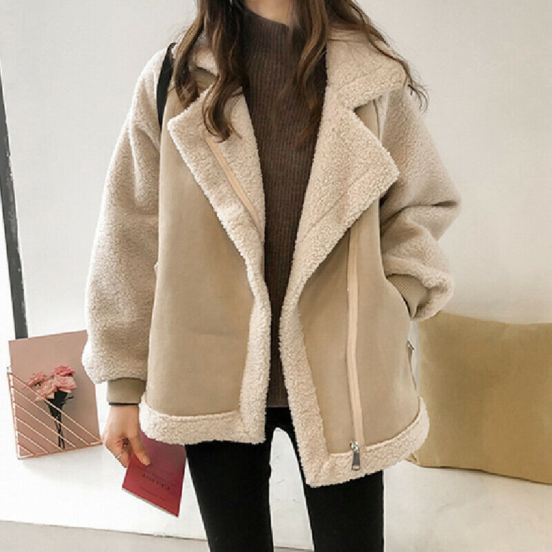 Oversized Vinterjacka Dam med Teddylook och Dragkedja | Modern Design för Värme och Stil 0