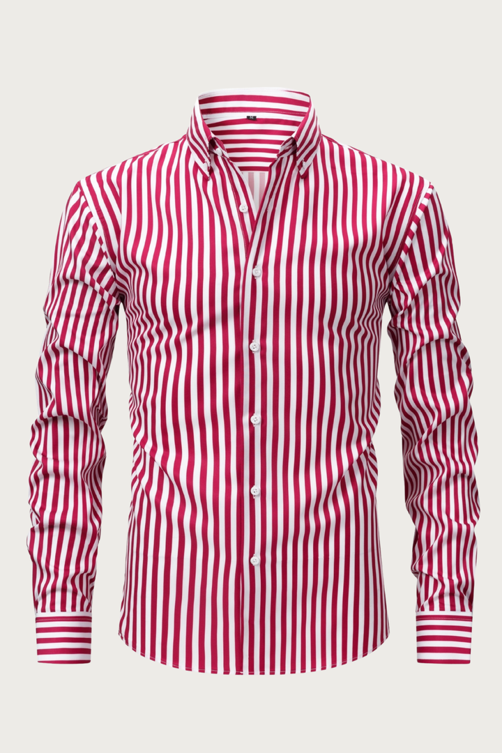 Randig Skjorta för Män med Button-Down Krage | Avslappnad Passform för Tidlös Stil 2
