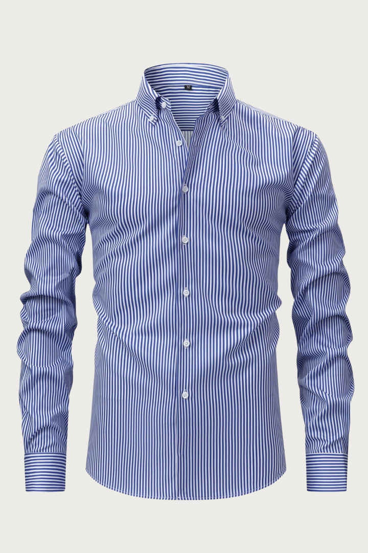 Randig Skjorta för Män med Button-Down Krage | Avslappnad Passform för Tidlös Stil 5