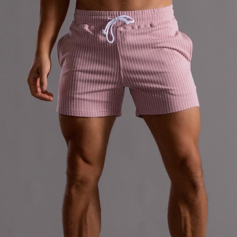 Randiga Herr Shorts med Elastisk Midja & Dragsko | Avslappnad Passform för Sommarstil 3