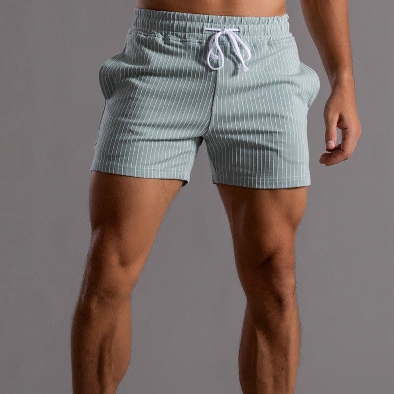 Randiga Herr Shorts med Elastisk Midja & Dragsko | Avslappnad Passform för Sommarstil 4