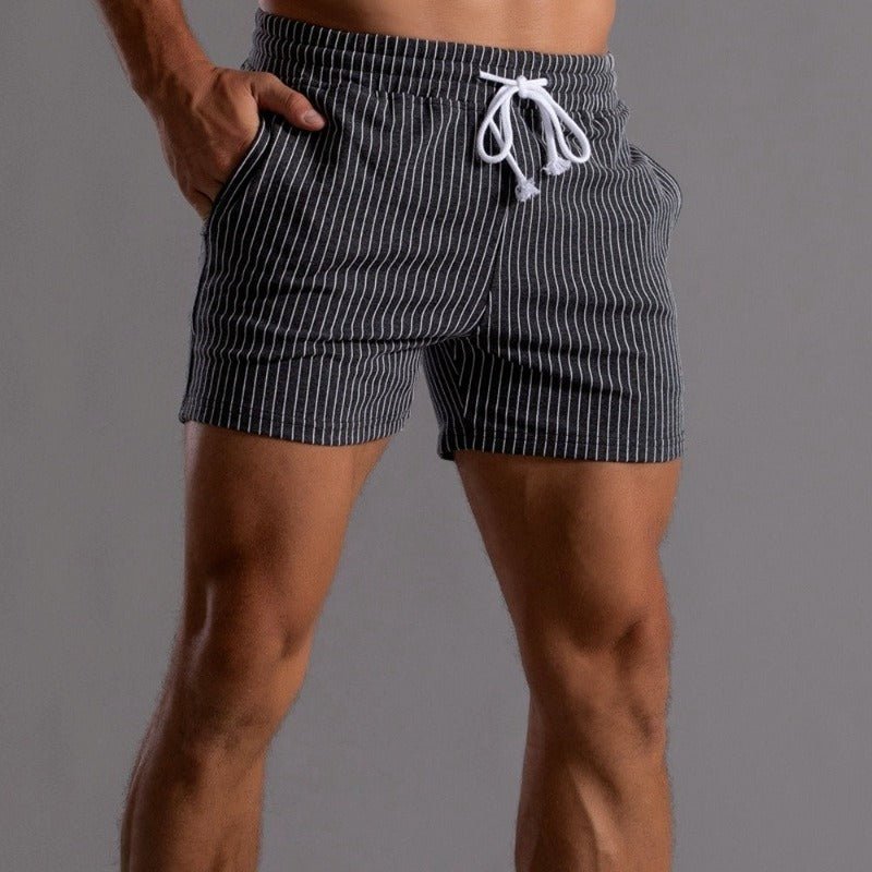 Randiga Herr Shorts med Elastisk Midja & Dragsko | Avslappnad Passform för Sommarstil 5
