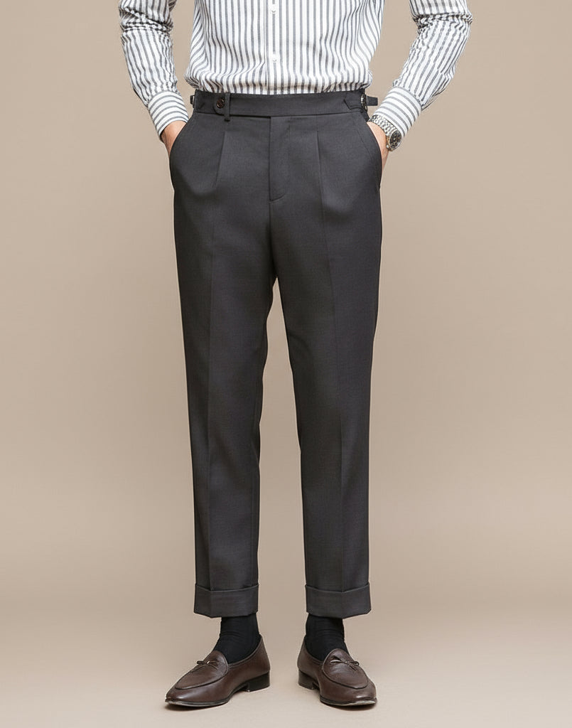 Retro byxor | Hög midja med raka ben och sidojusteringar | Tidlös stil för smart casual 0