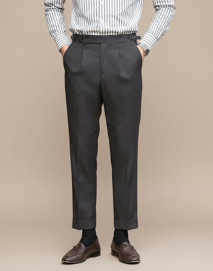Retro byxor | Hög midja med raka ben och sidojusteringar | Tidlös stil för smart casual 0